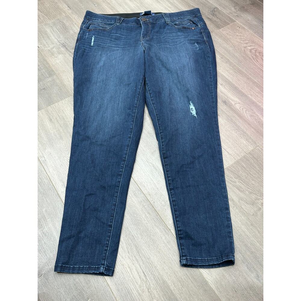 Democracy Ab Solution Women's Blue Solid Stretch Straight Ankle Jeans Size 20W